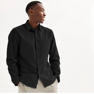 FLX mens black long sleeve button down shirt size XL tall